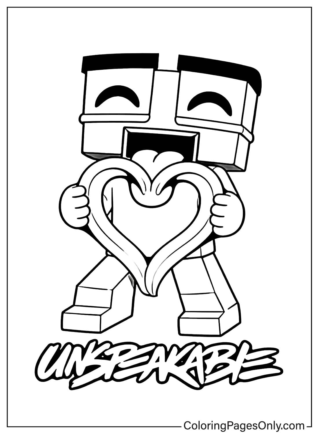 Unspeakable character making heart shape with tongue coloring page from Unspeakable