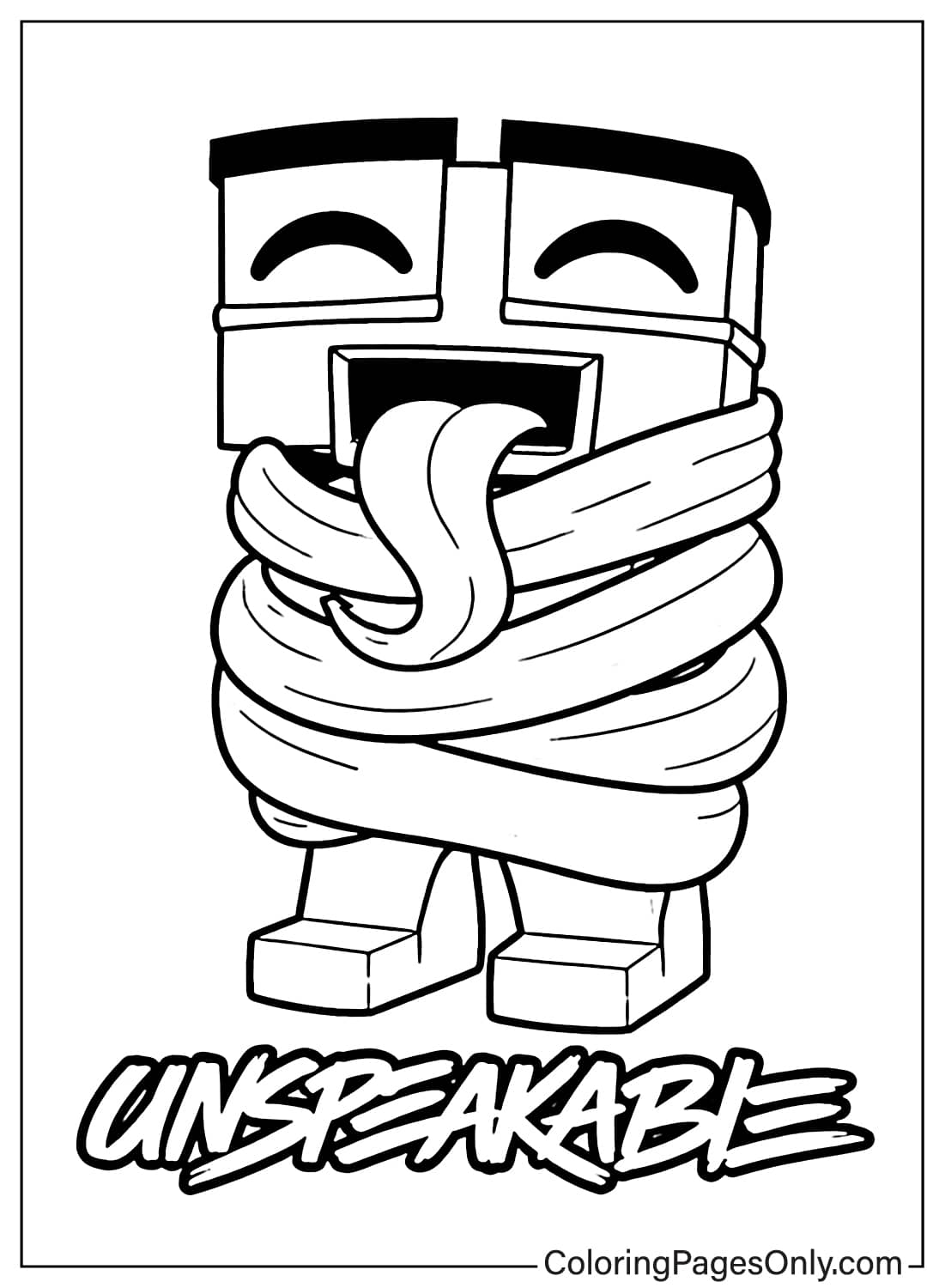 Unspeakable character with tongue wrapped around body coloring page from Unspeakable