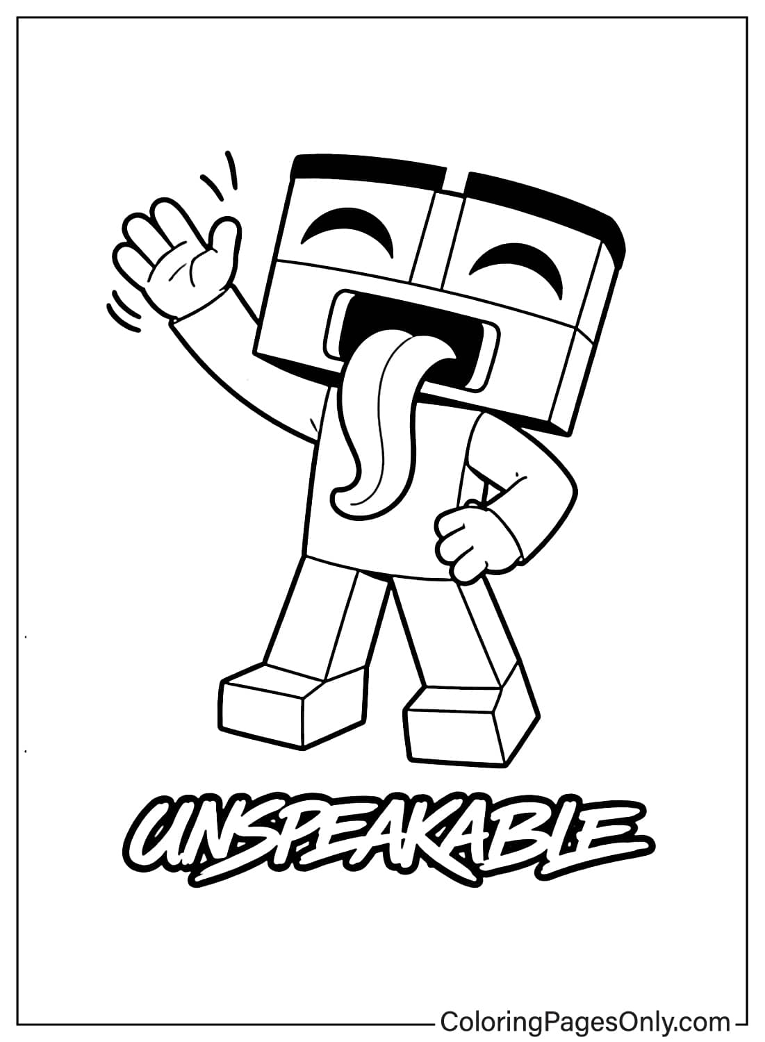 Unspeakable character waving hello coloring page from Unspeakable