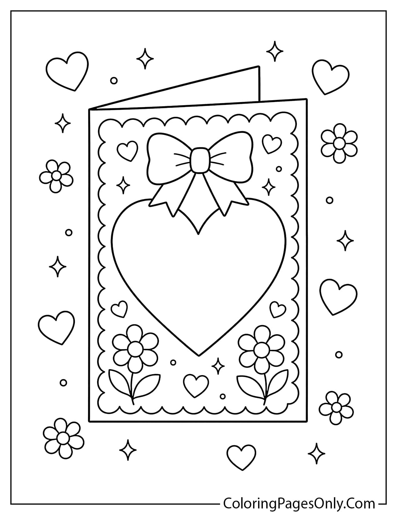 Printable Valentine heart card coloring page from Heart