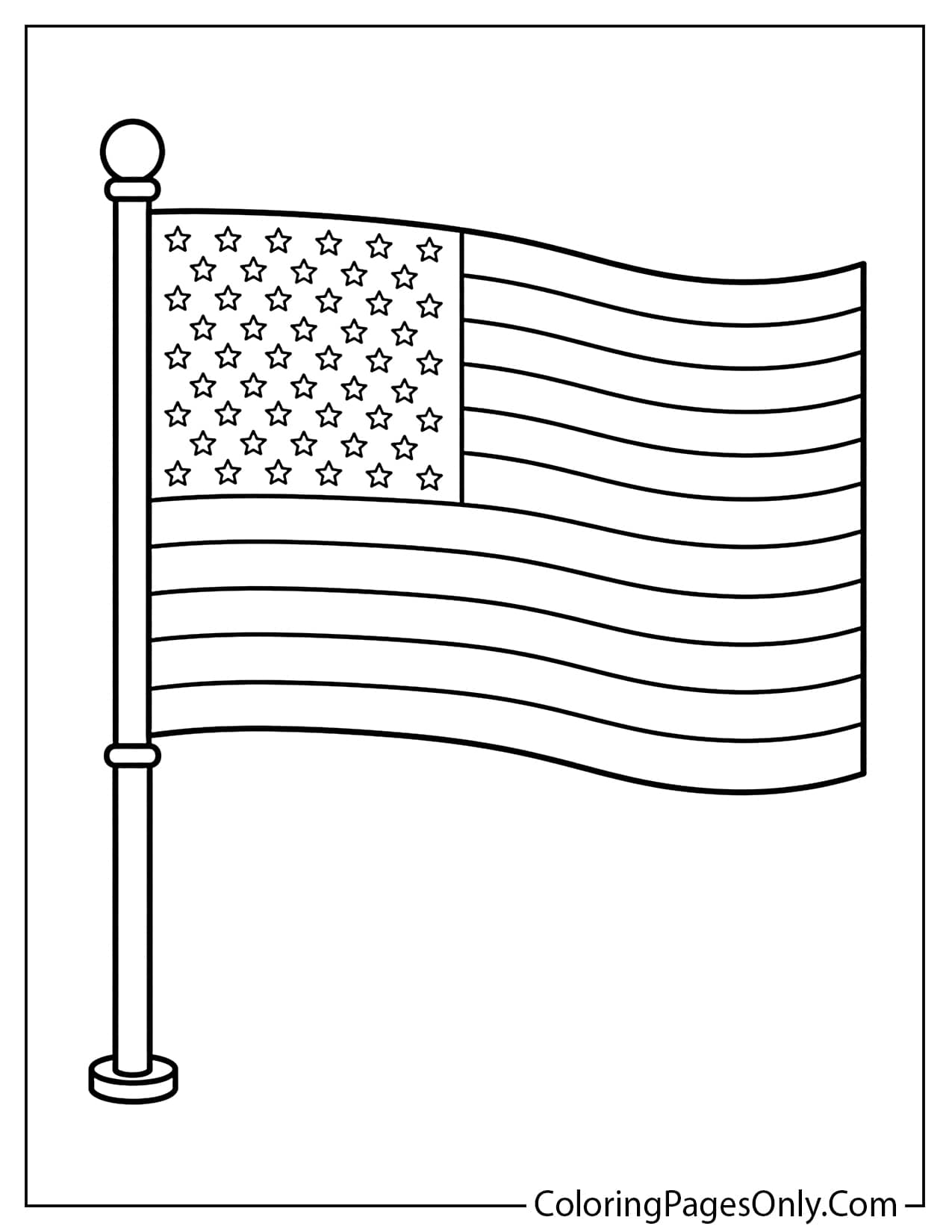 Accurate 50 star American flag coloring page with thirteen stripes from American Flag