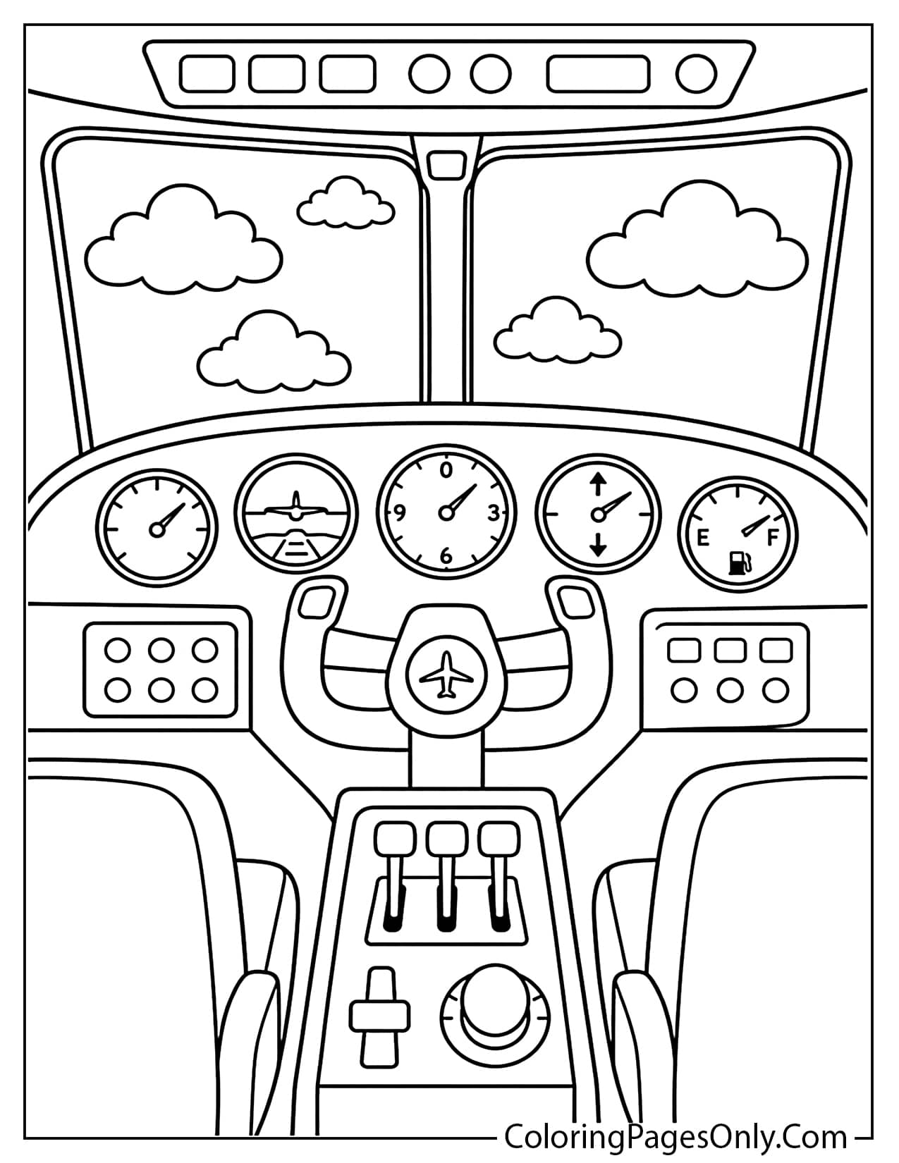 Airplane Cockpit Coloring Page For Kids from Airplane