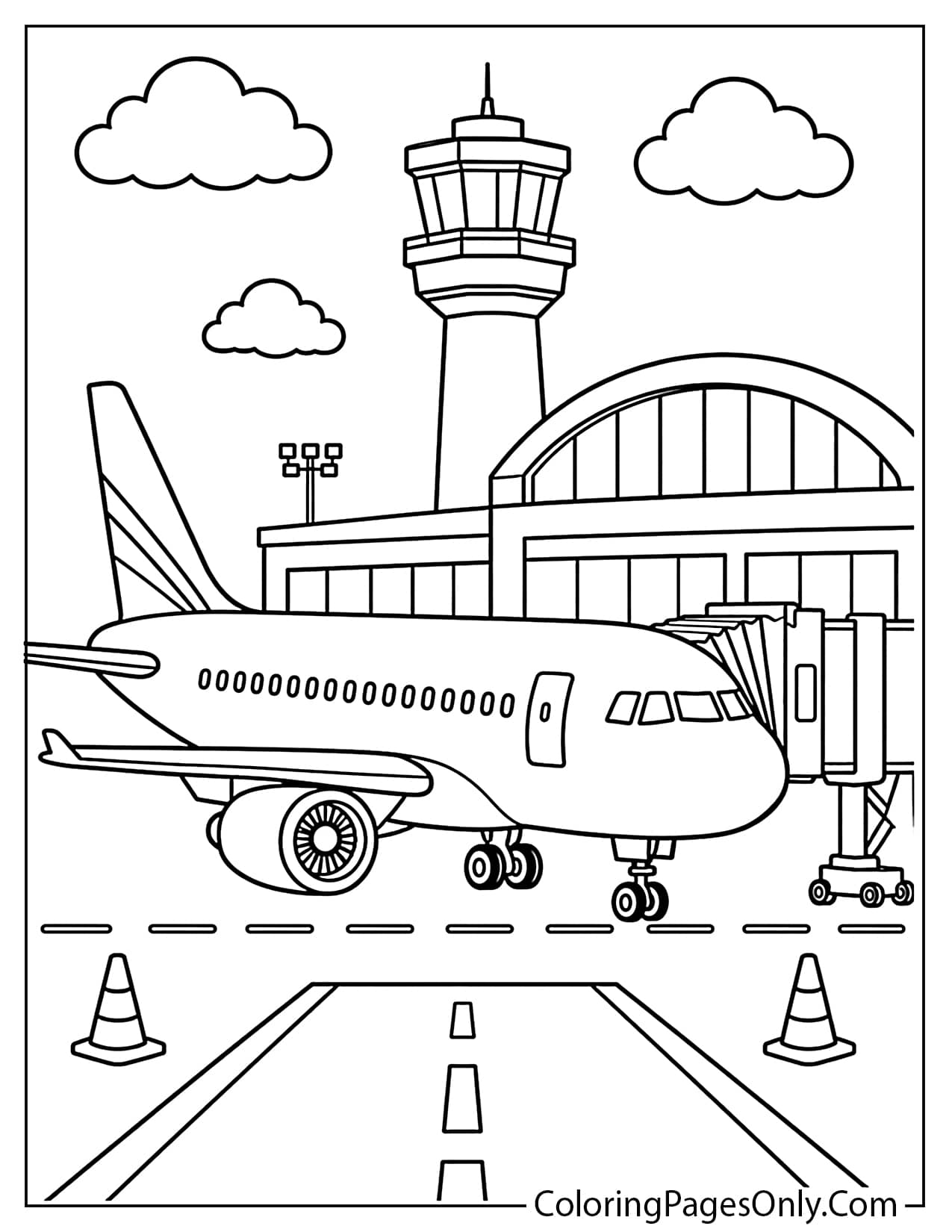 Airplane at the Airport Coloring Page Airplane At The Airport Coloring Page For Kids from Airplane