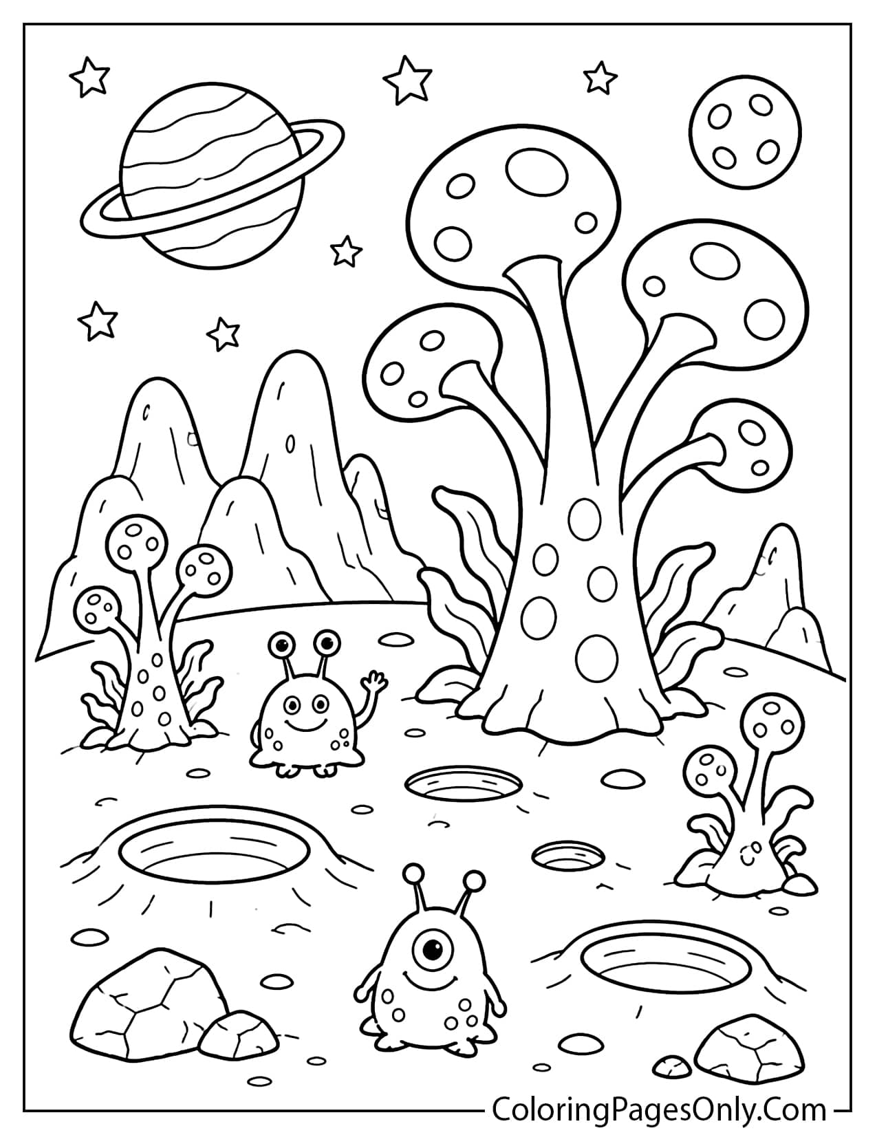 Alien Planet Coloring Page from Planet