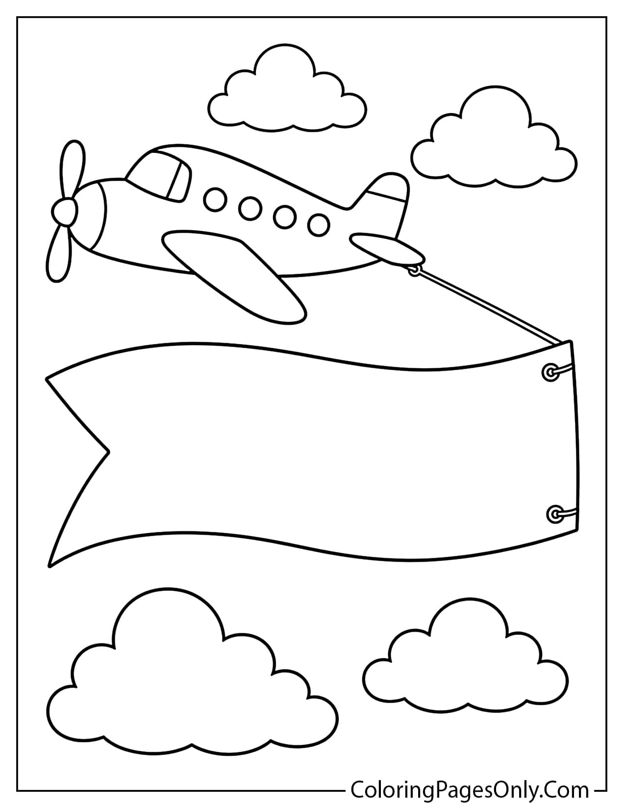 Airplane Pulling A Banner Coloring Page For Kids from Airplane