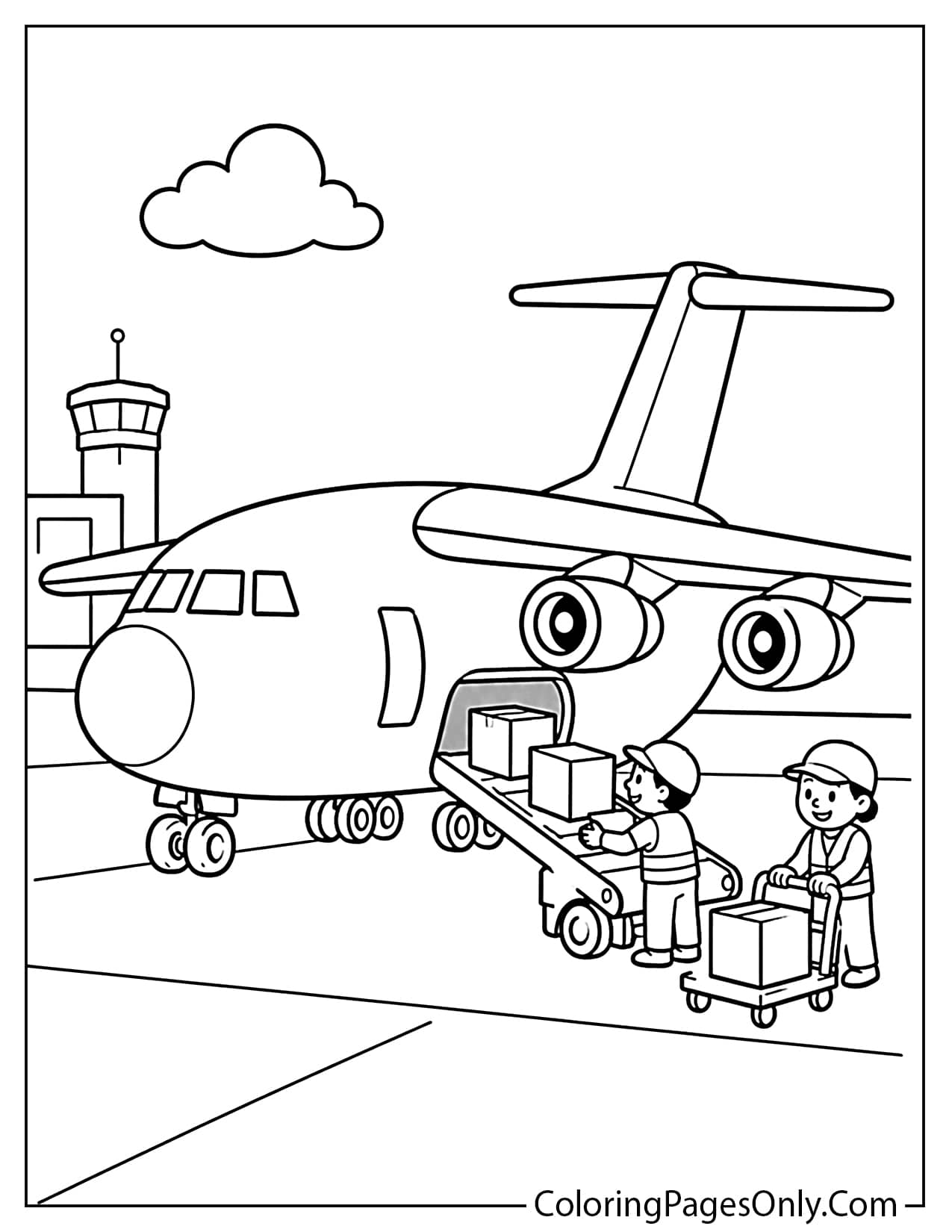 Cargo Airplane Coloring Page For Kids from Airplane