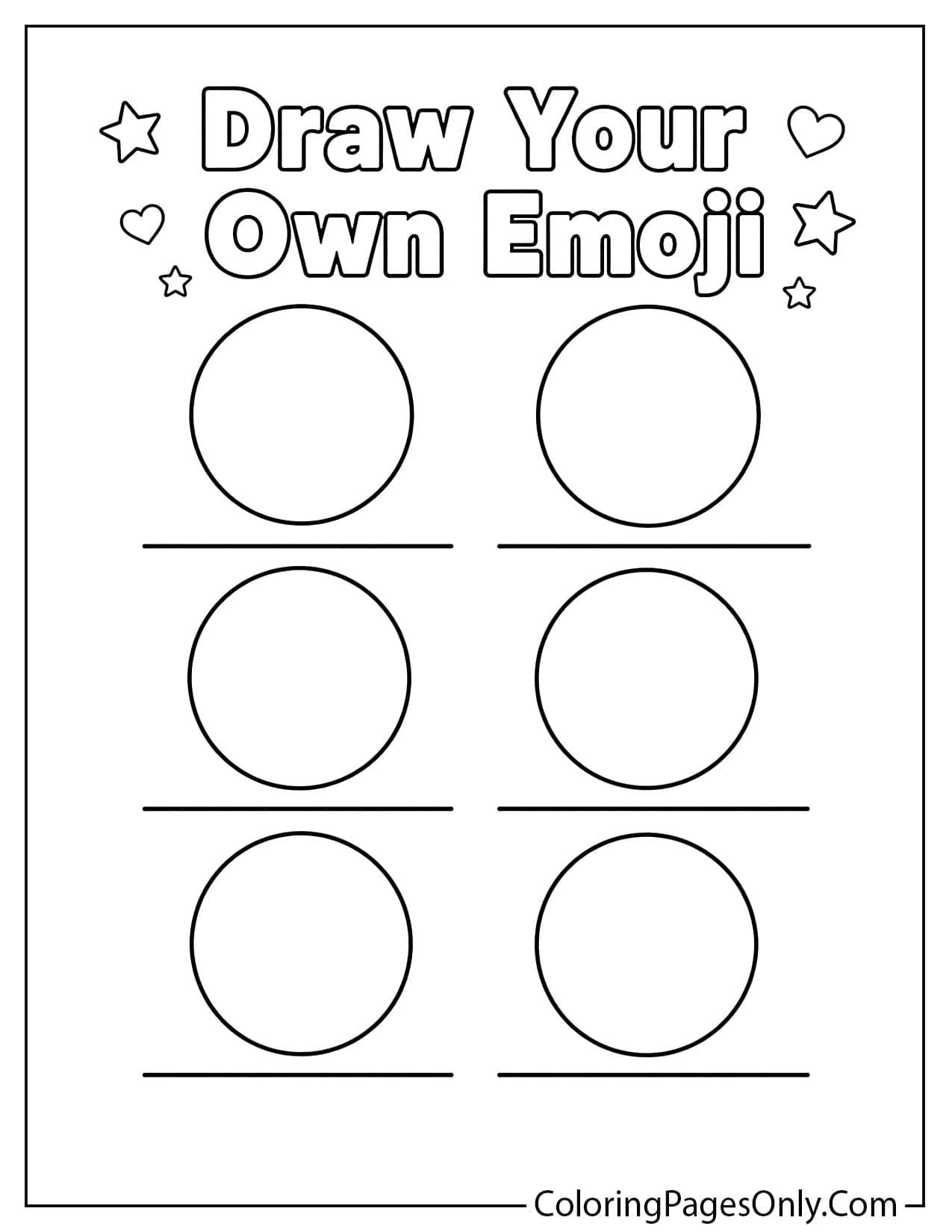 Draw your own emoji coloring page with blank emoji face templates from Emoji