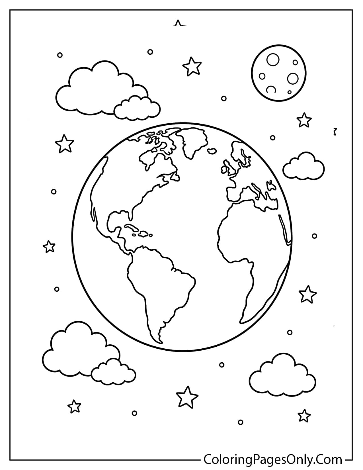 Earth Planet Coloring Page For Kids from Planet