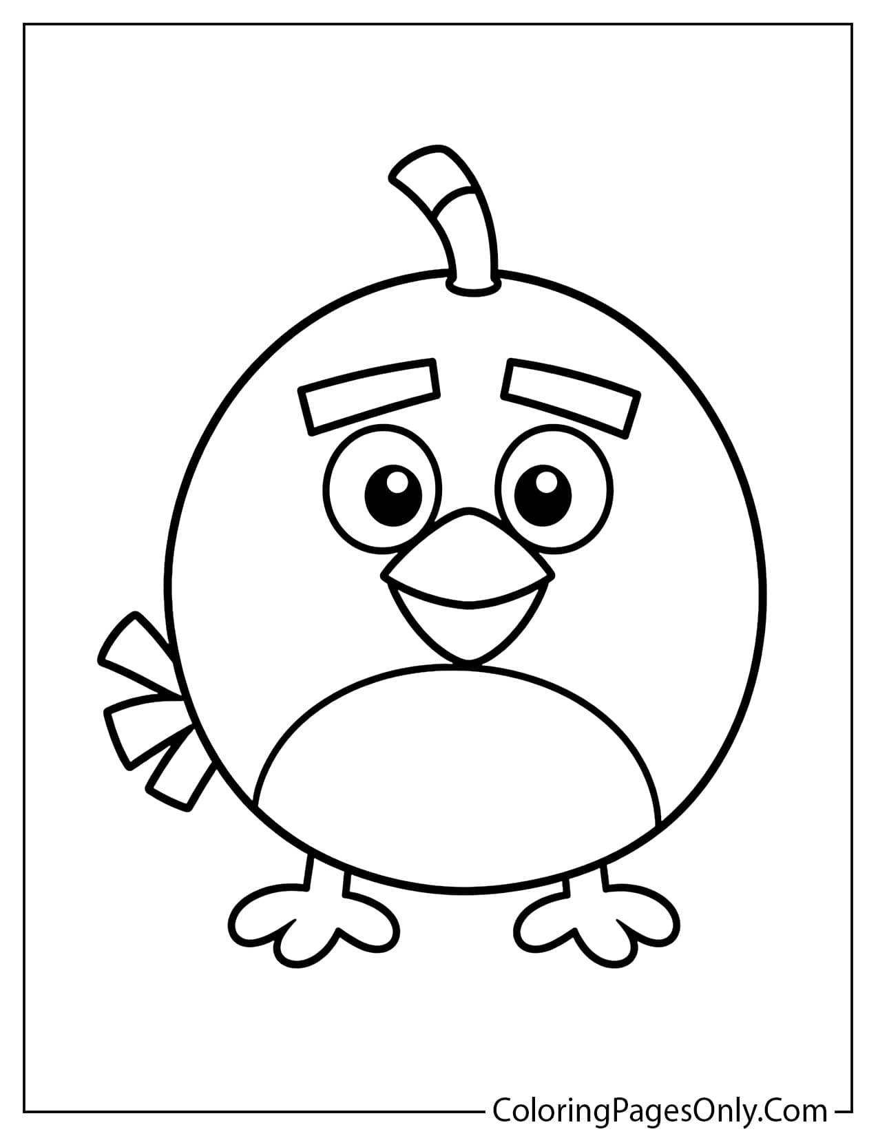 Easy Bomb Angry Birds coloring page with simple black outlines from Angry Birds