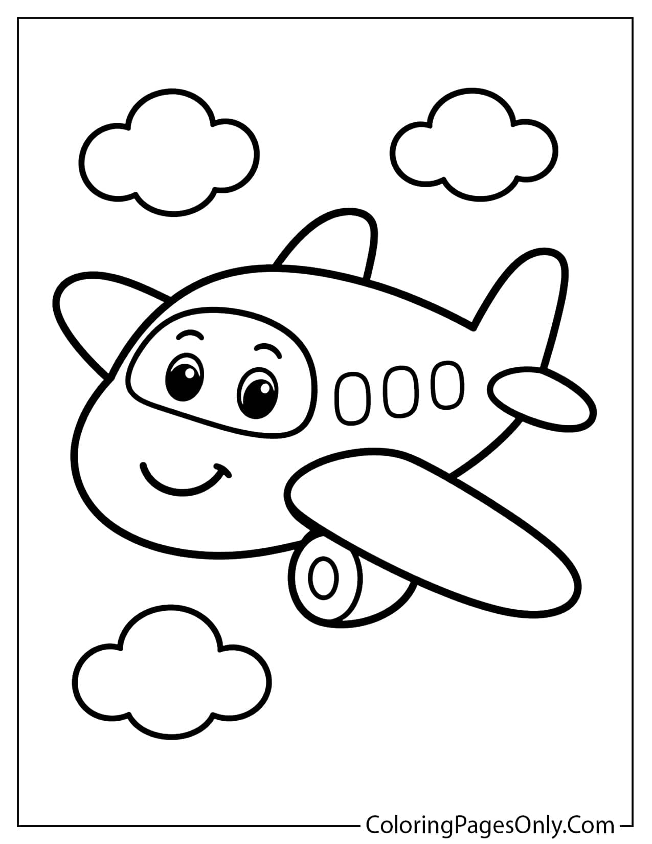 Easy Cartoon Airplane Coloring Page For Preschoolers from Airplane