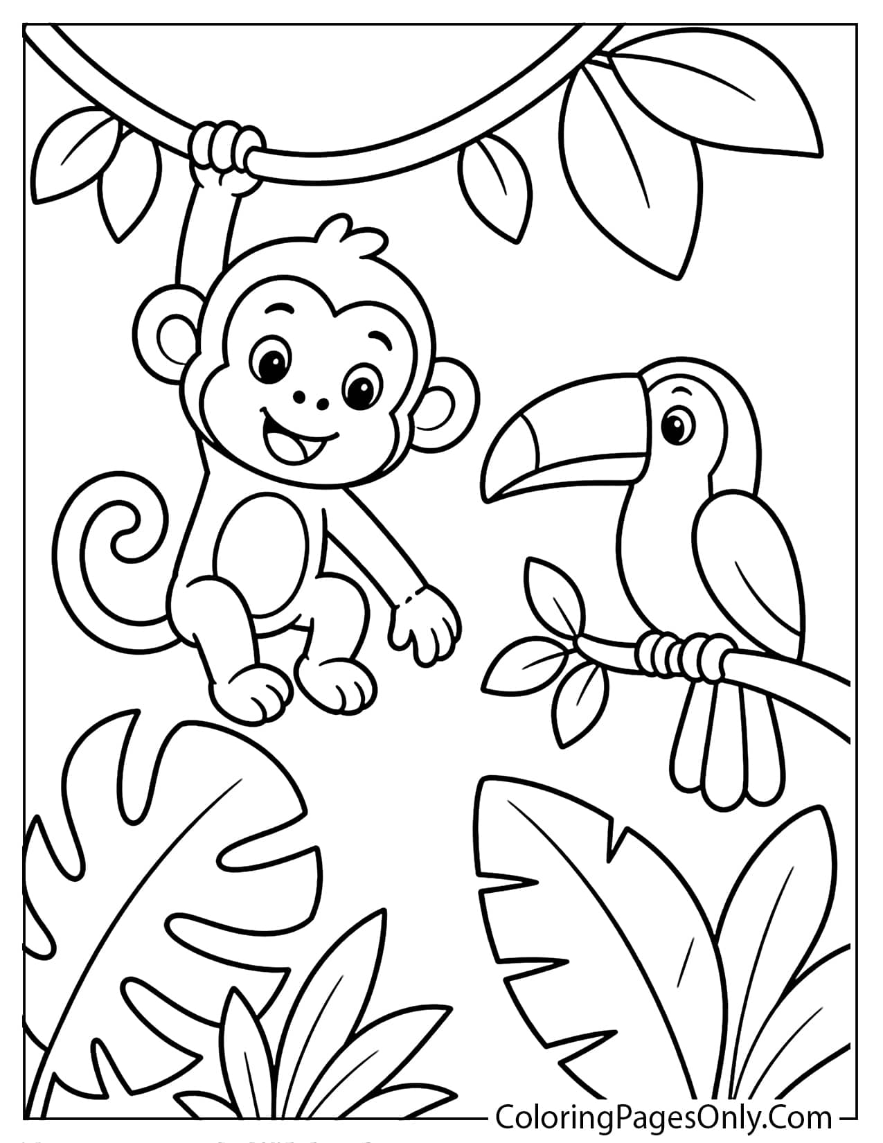 Easy Jungle Coloring Page For Preschoolers from Jungle