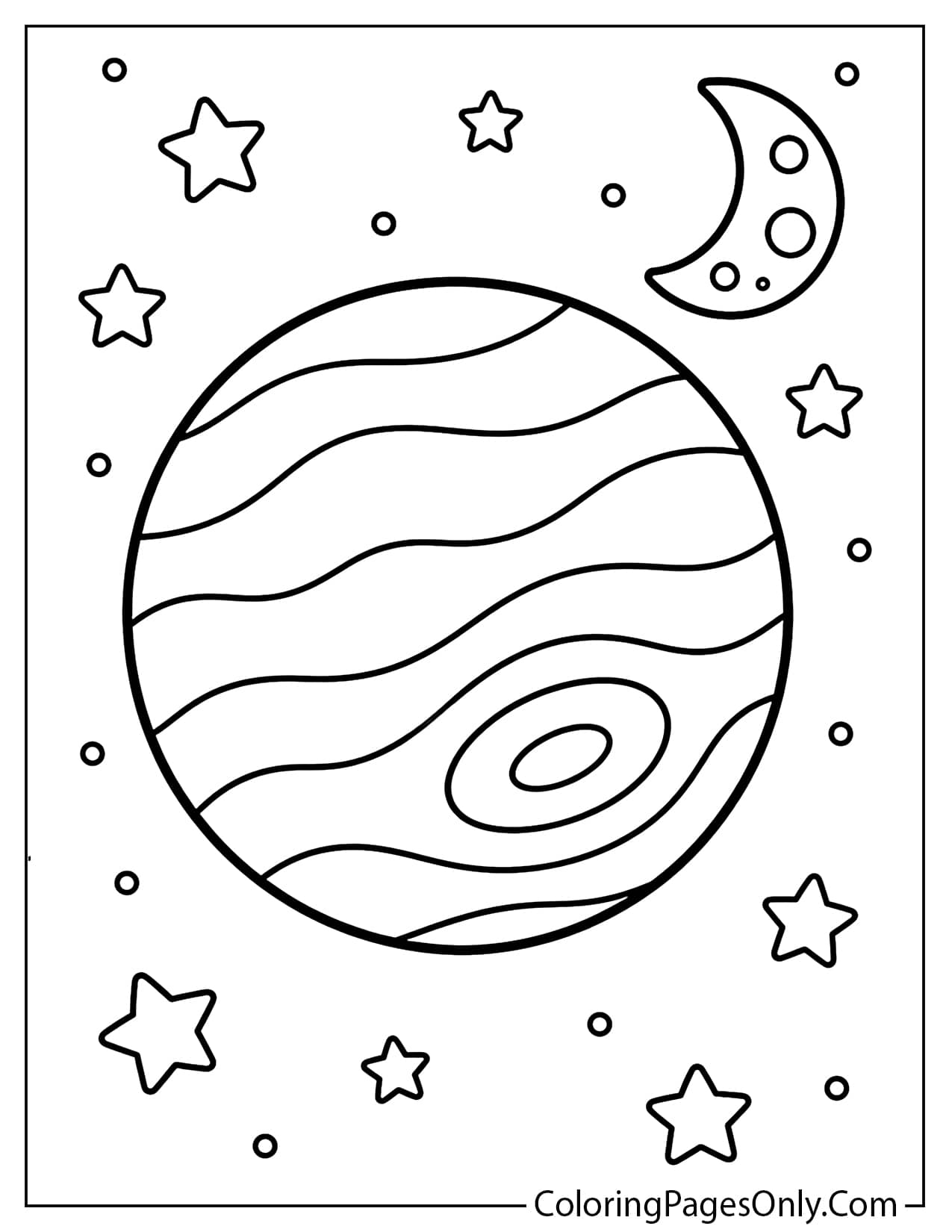 Easy Planet Coloring Page For Kids from Planet