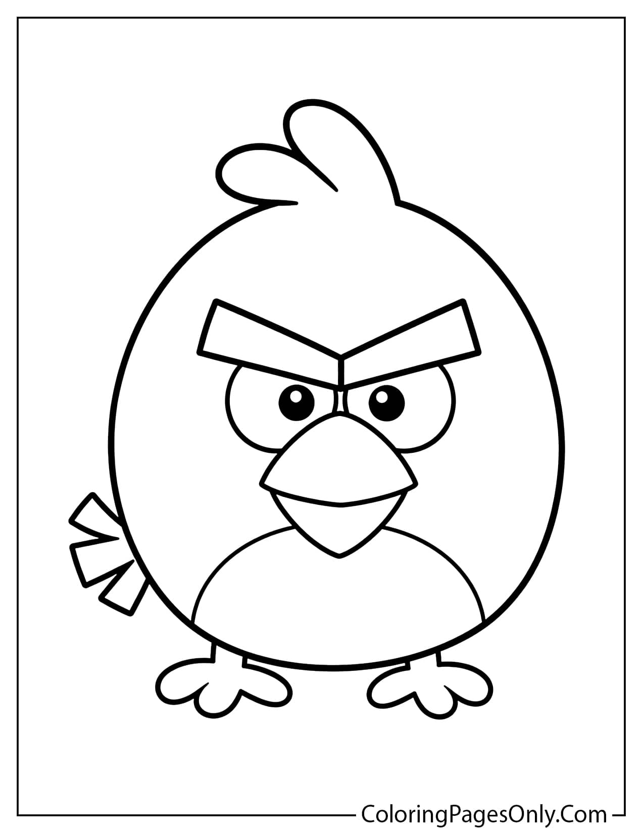 Easy Red Angry Bird coloring page with simple bold outlines for kids from Angry Birds