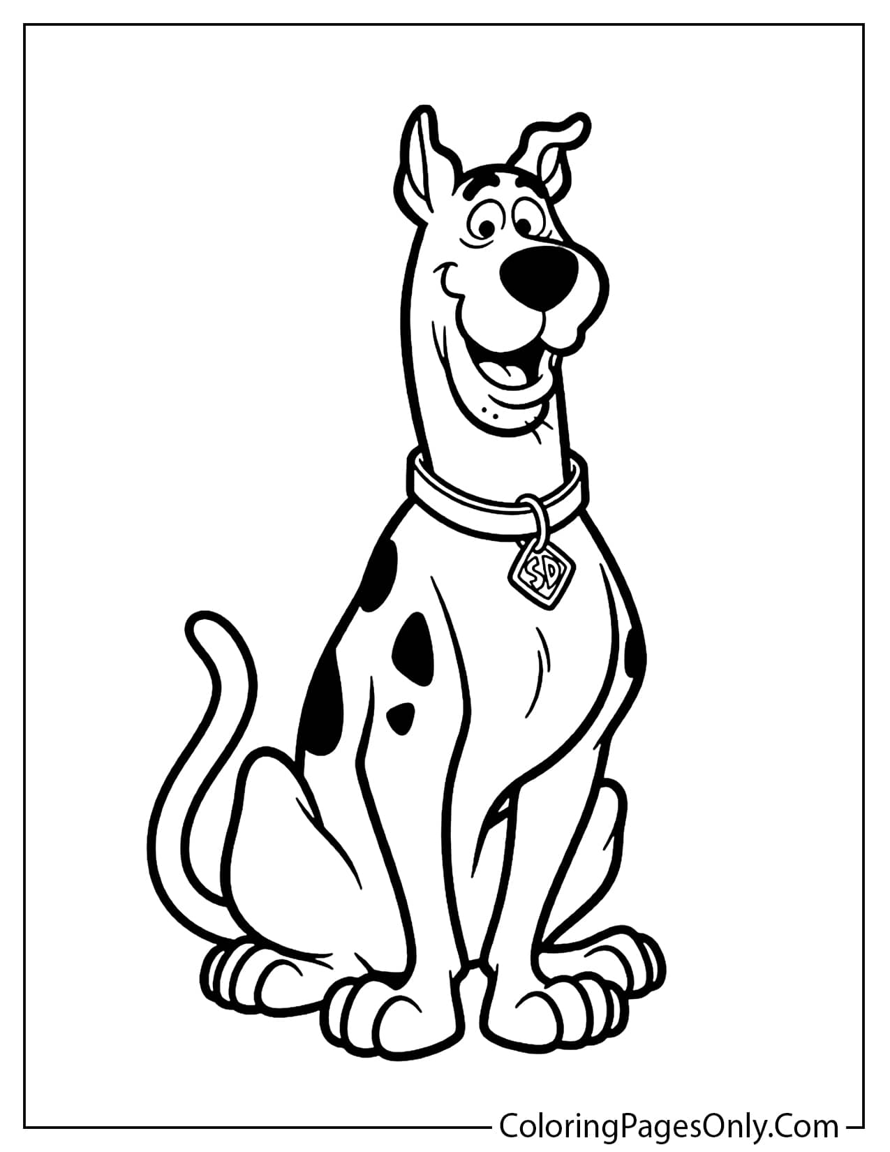 Easy Scooby-Doo coloring page with big outlines for young kids from Scooby Doo