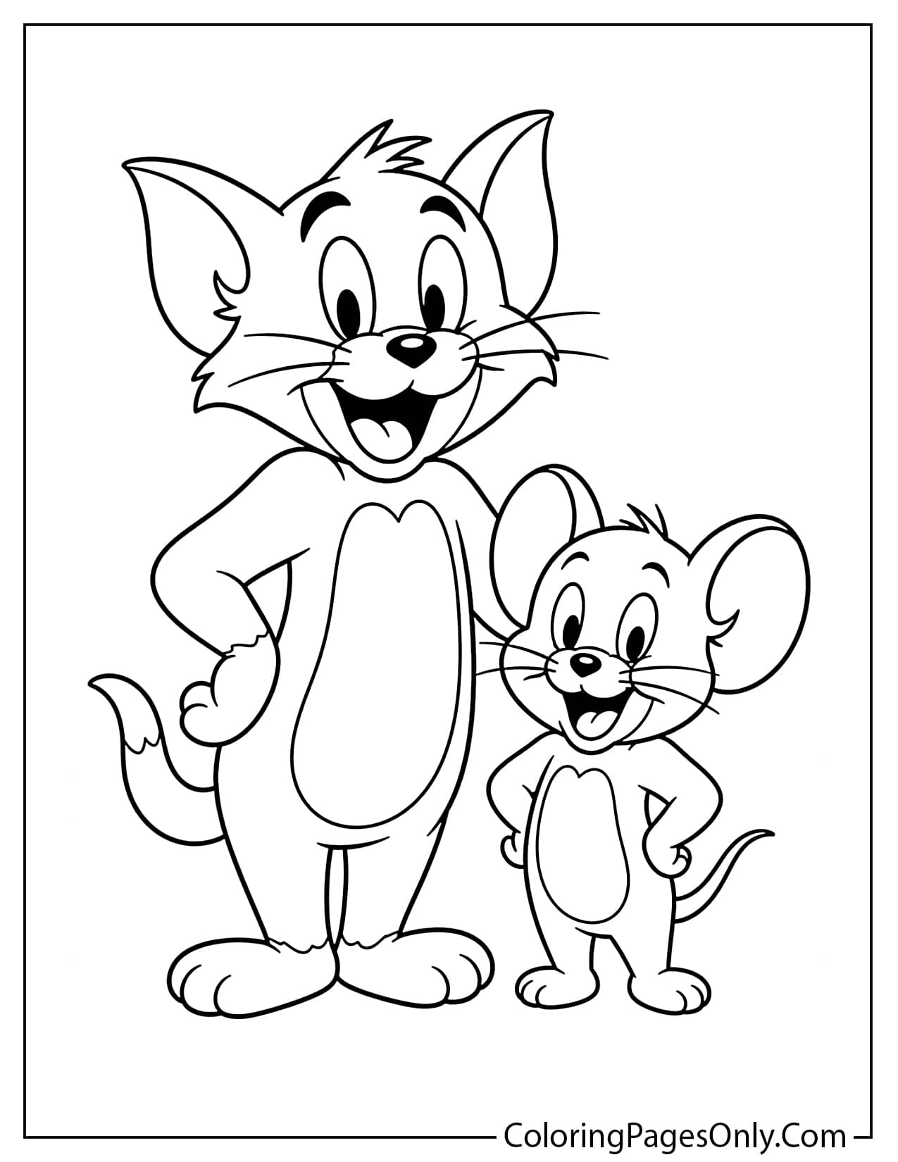 Easy Tom and Jerry coloring page for kids with simple outlines from Tom And Jerry