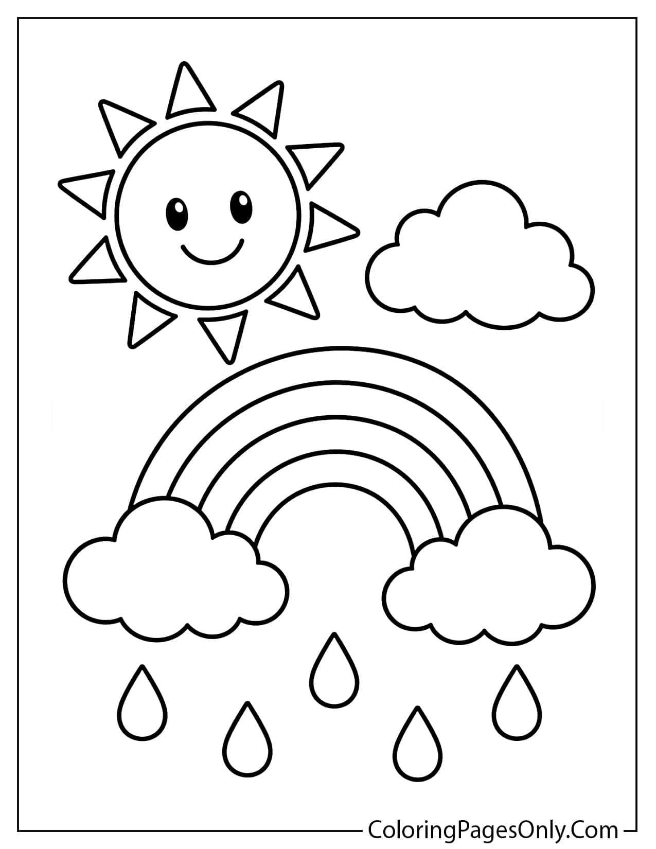 Easy Weather Coloring Page For Preschoolers With Big Simple Shapes from Weather