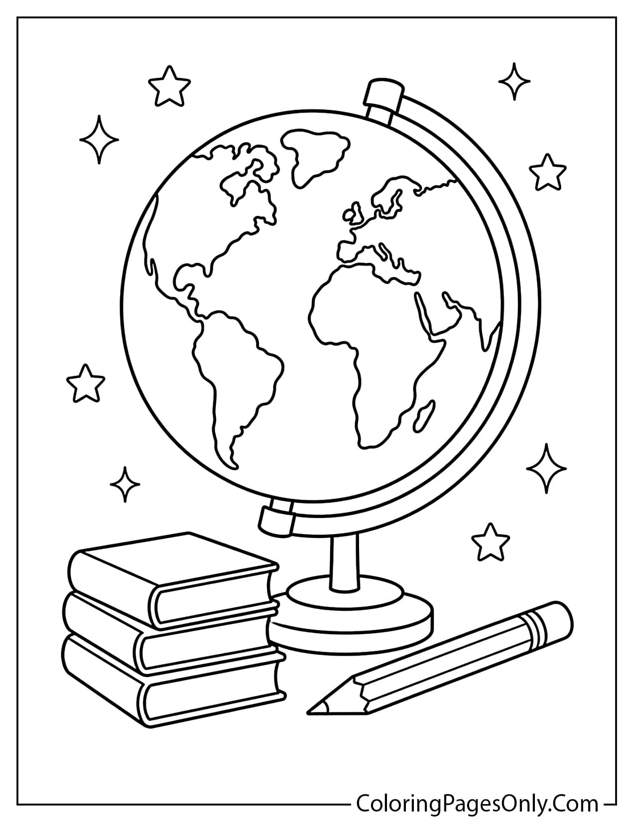 Globe Coloring Page For Kids from Earth