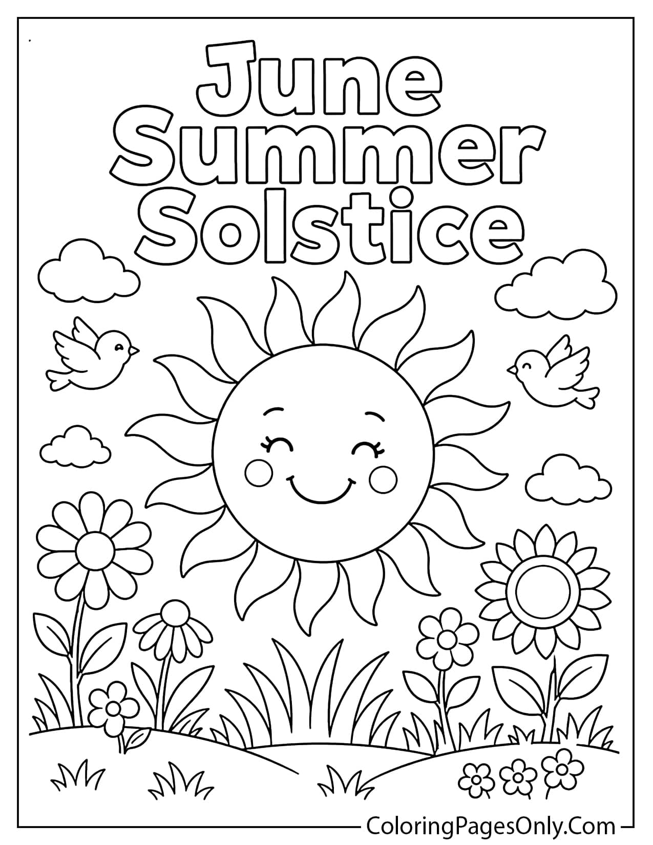 June Summer Solstice Coloring Page from June
