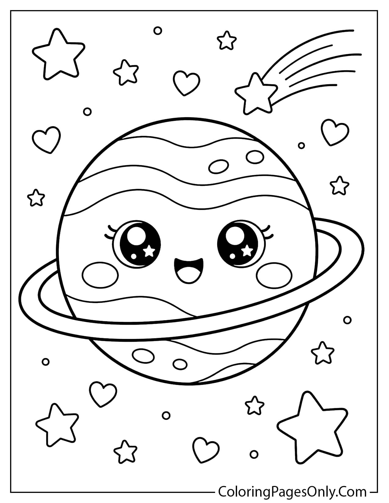 Kawaii Planet Coloring Page For Kids from Planet