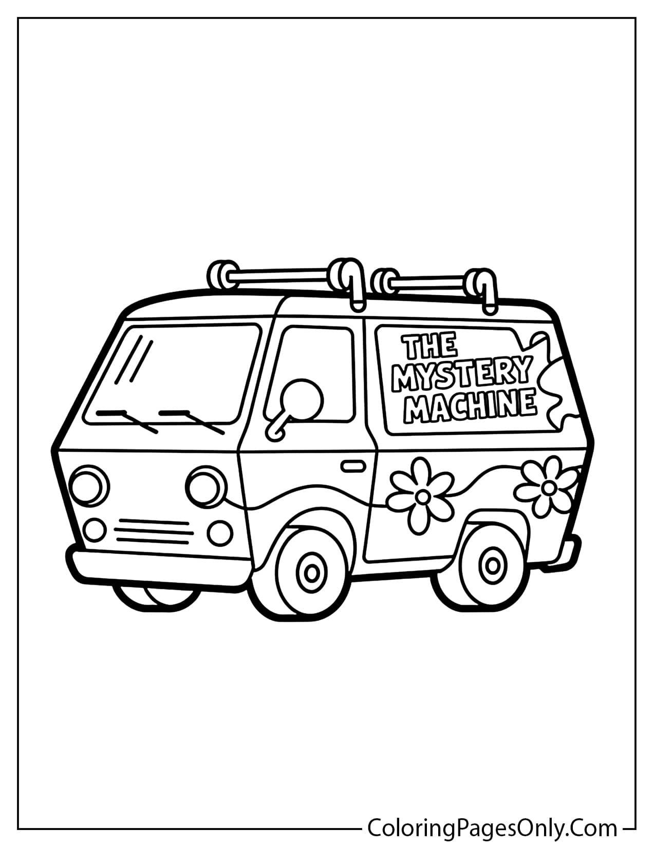 Scooby-Doo riding in the Mystery Machine van coloring page for kids from Scooby Doo