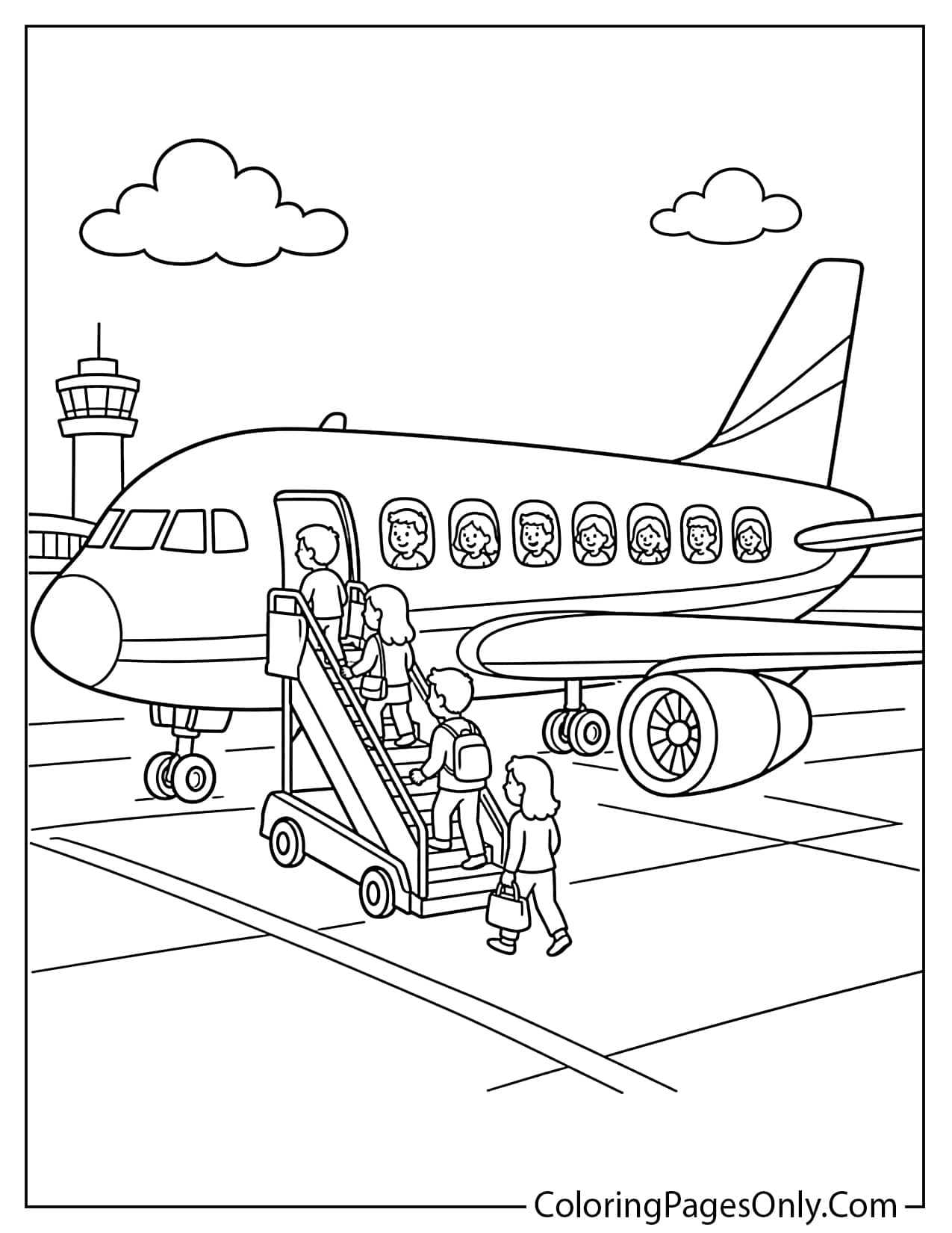 Passenger Airplane Coloring Page For Kids from Airplane