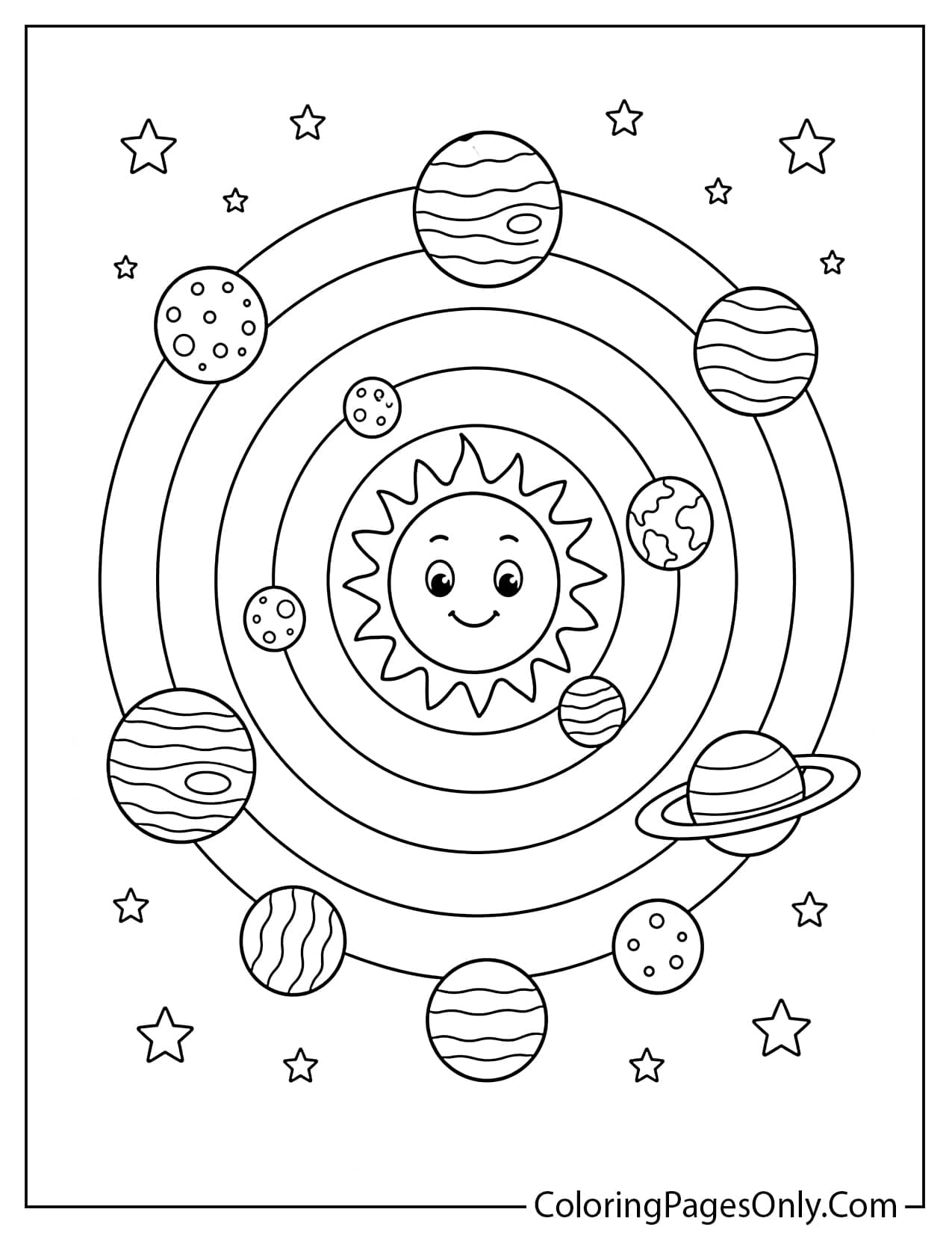 Planet Orbit Coloring Page For Kids from Planet