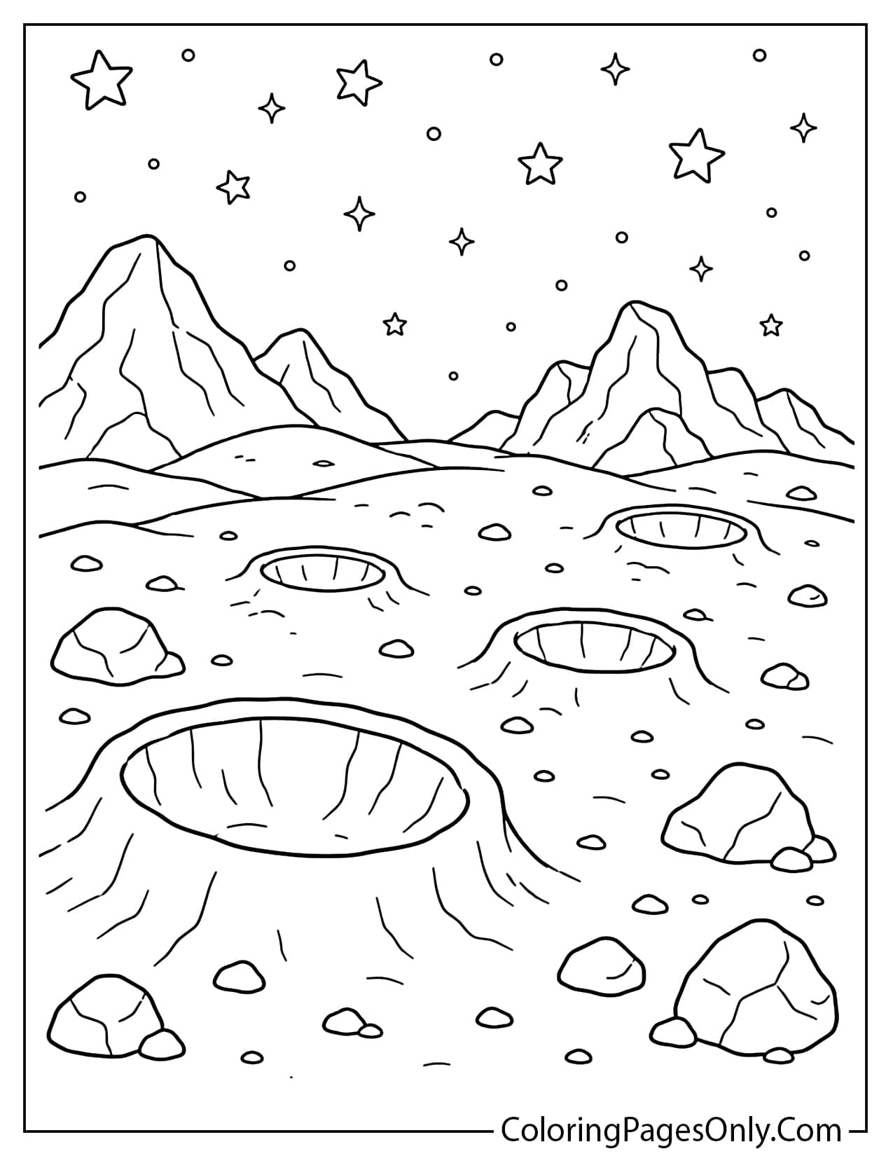 Planet Surface Coloring Page For Kids from Planet