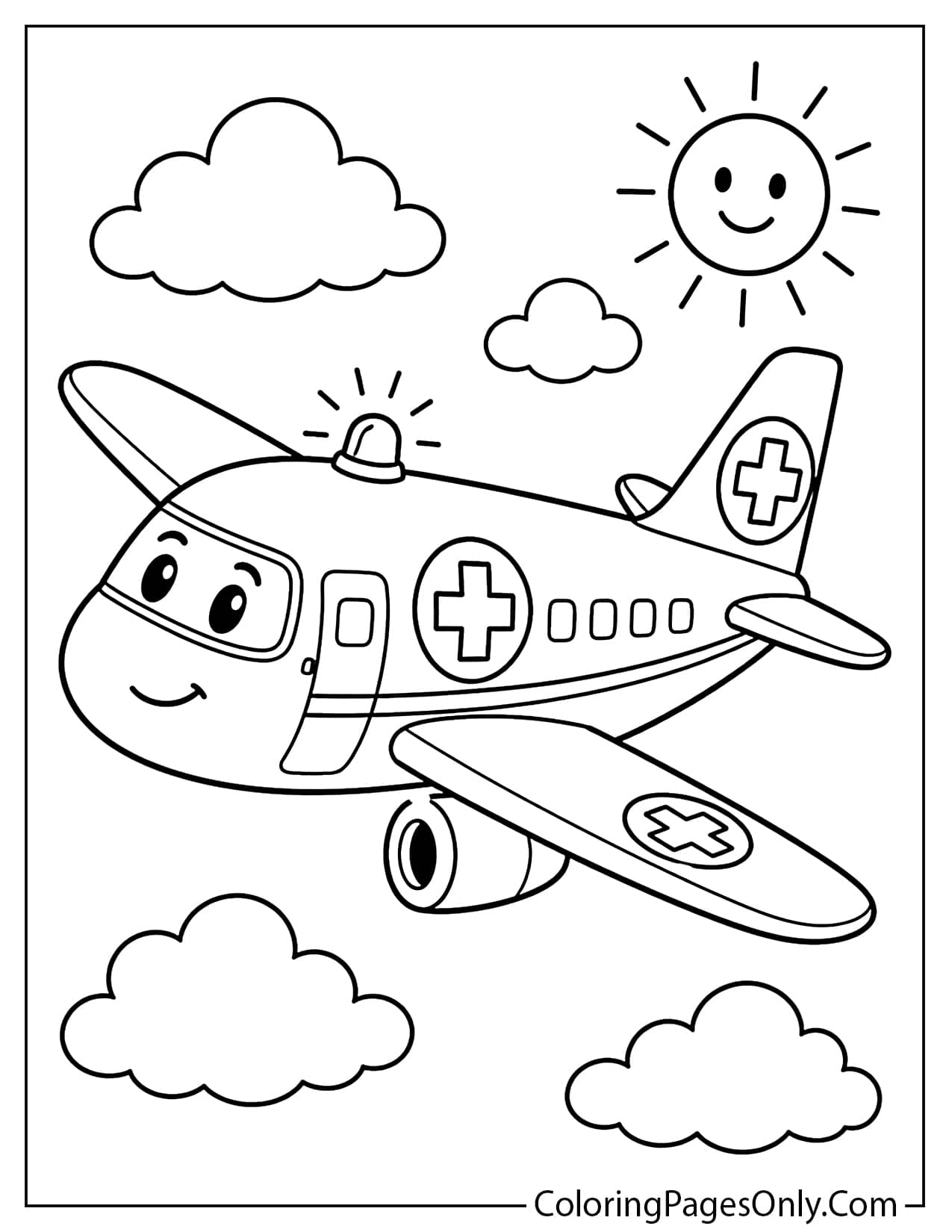 Rescue Airplane Coloring Page For Kids from Airplane