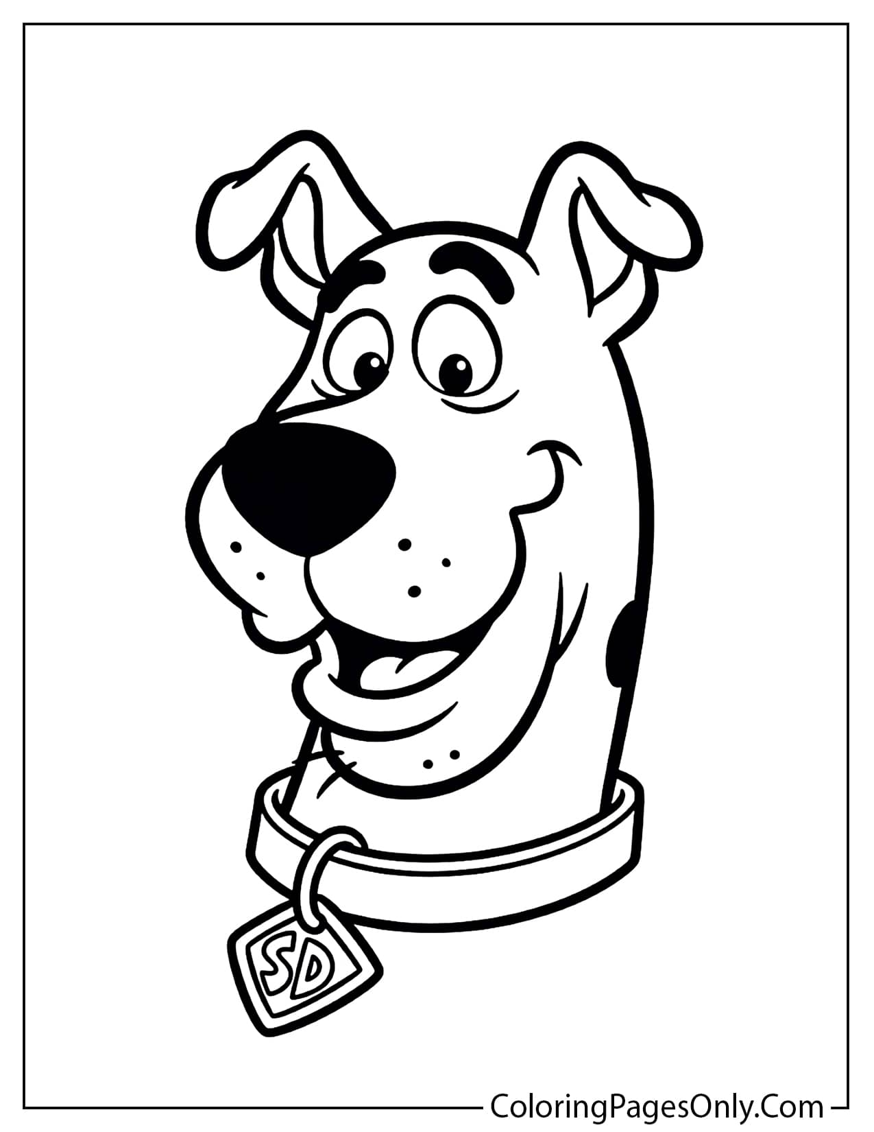 Scooby-Doo face coloring page with simple bold outlines from Scooby Doo