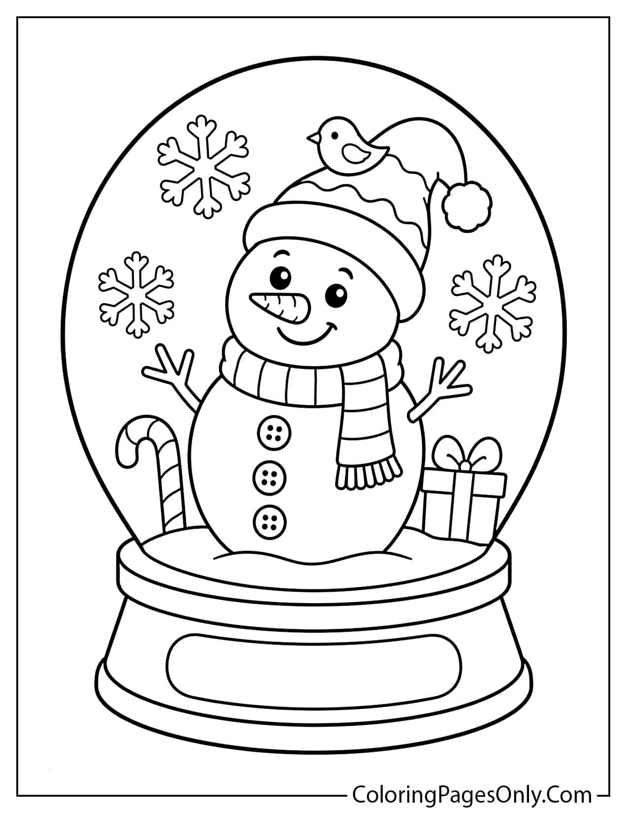 Simple Snowman Outline Coloring Page With A Blank Snowman Shape from Snowman