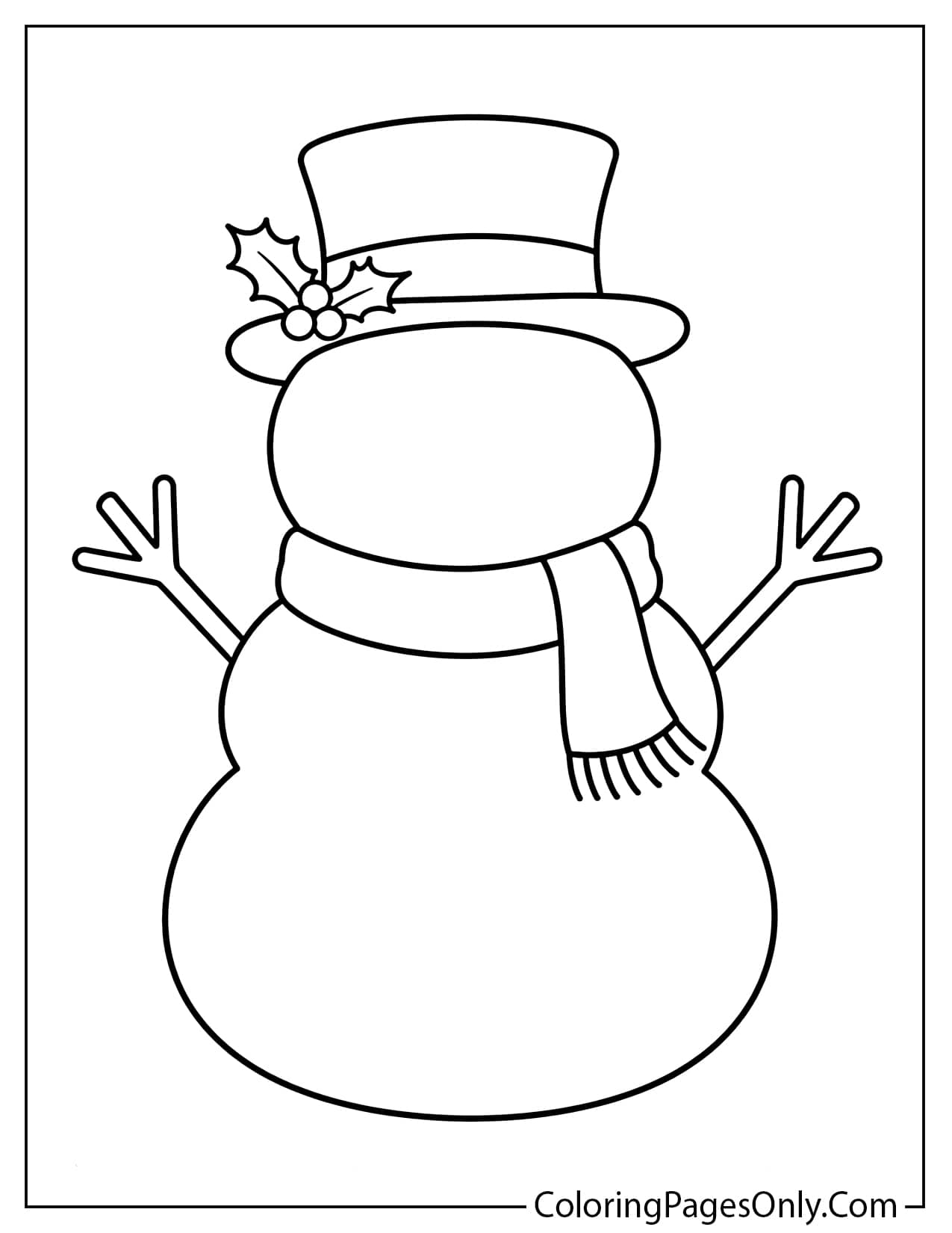 Snowman Template Coloring Page With A Blank Printable Snowman Outline from Snowman
