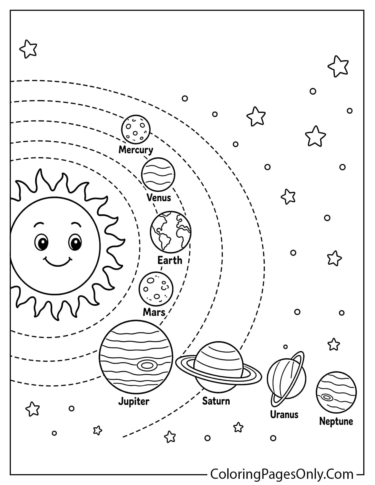 Solar System Planets Coloring Page For Kids from Planet