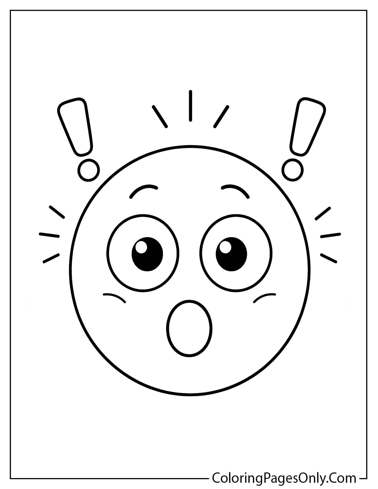 Surprised emoji coloring page with wide eyes and open mouth from Emoji