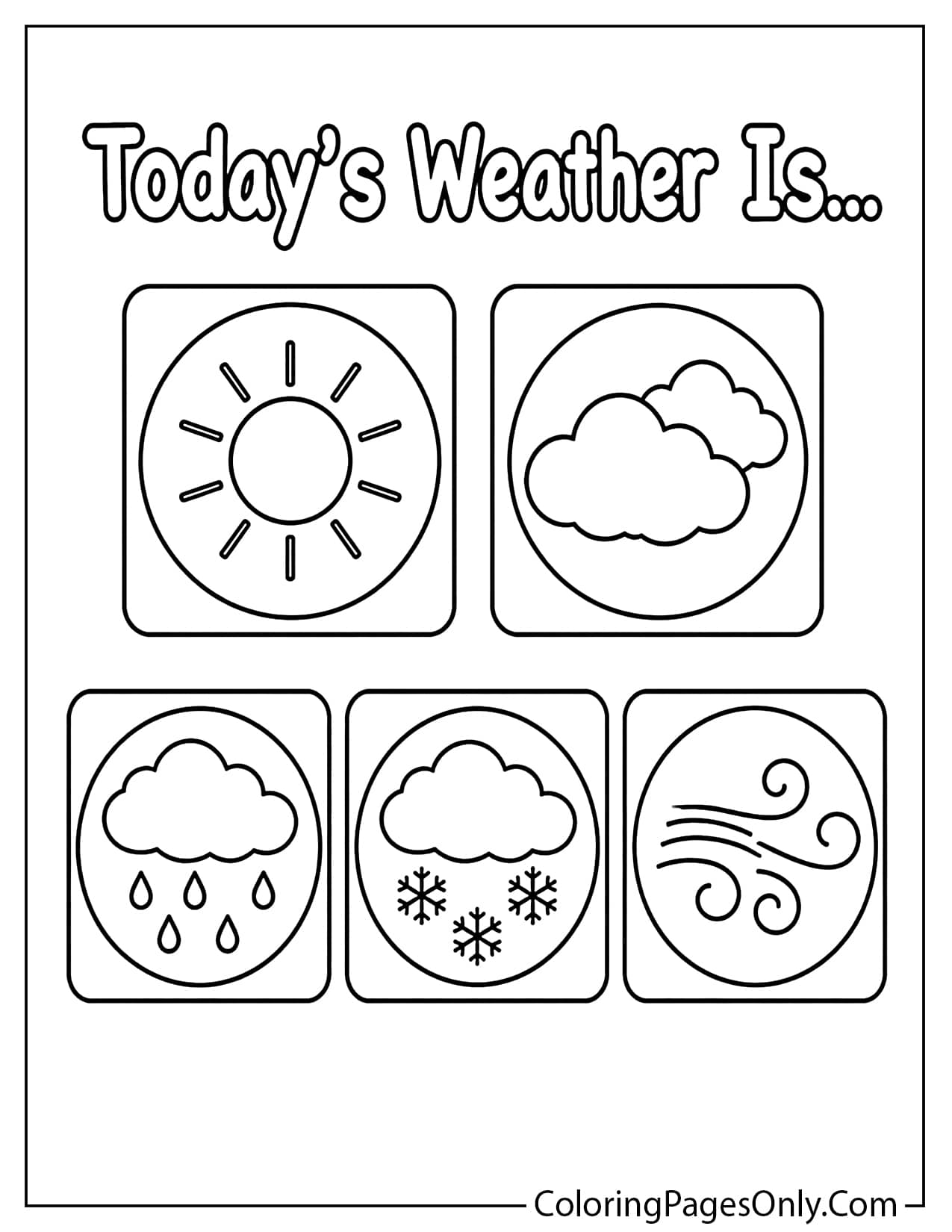 Today’s Weather Coloring Page With Simple Daily Weather Choices from Weather