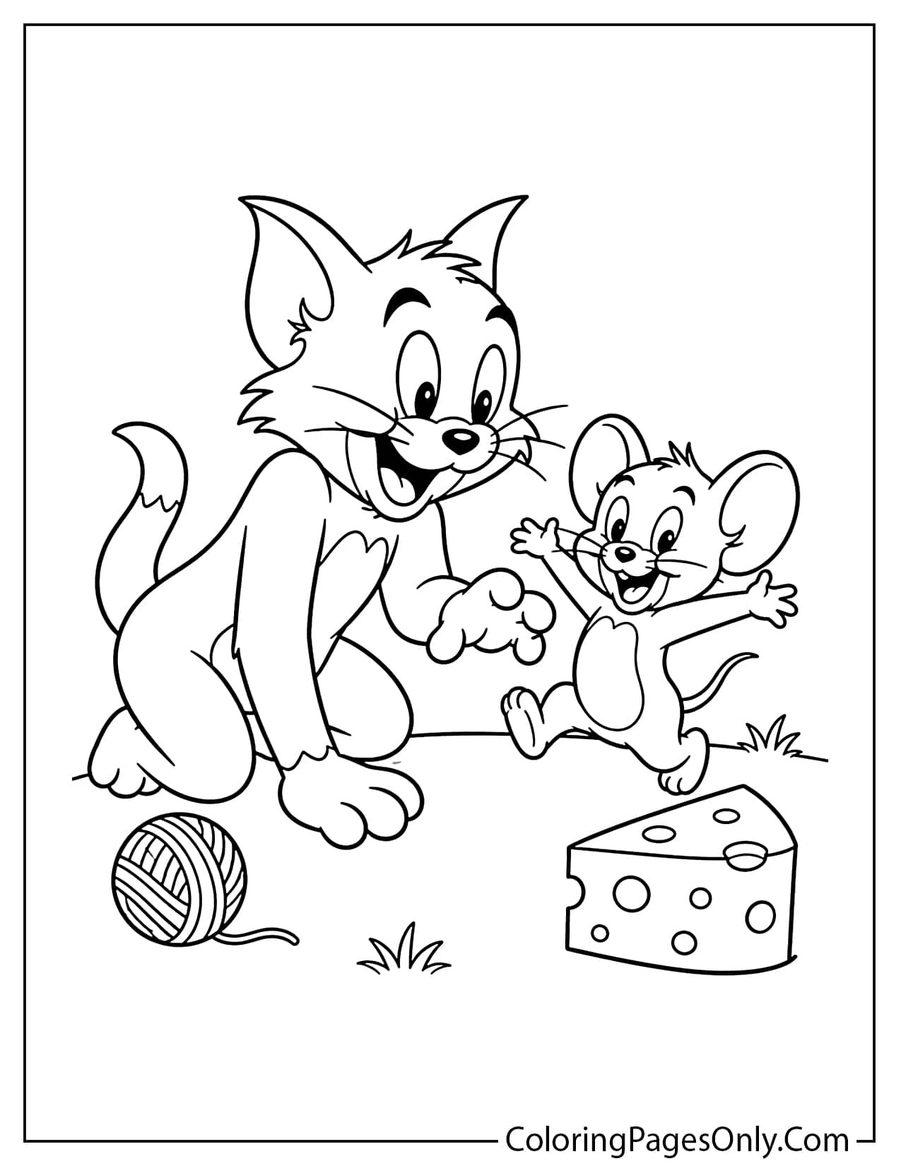 Tom and Jerry big outline coloring page with large areas to color from Tom And Jerry