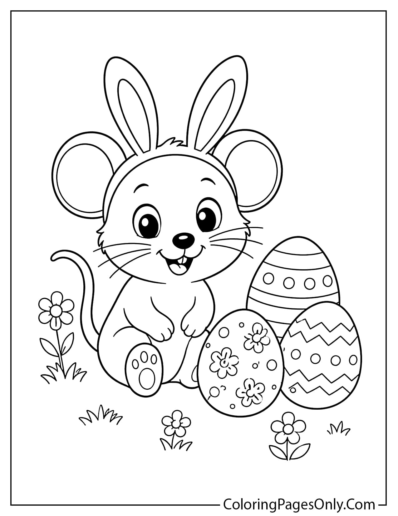 Easter mouse with decorated eggs coloring page from Mouse