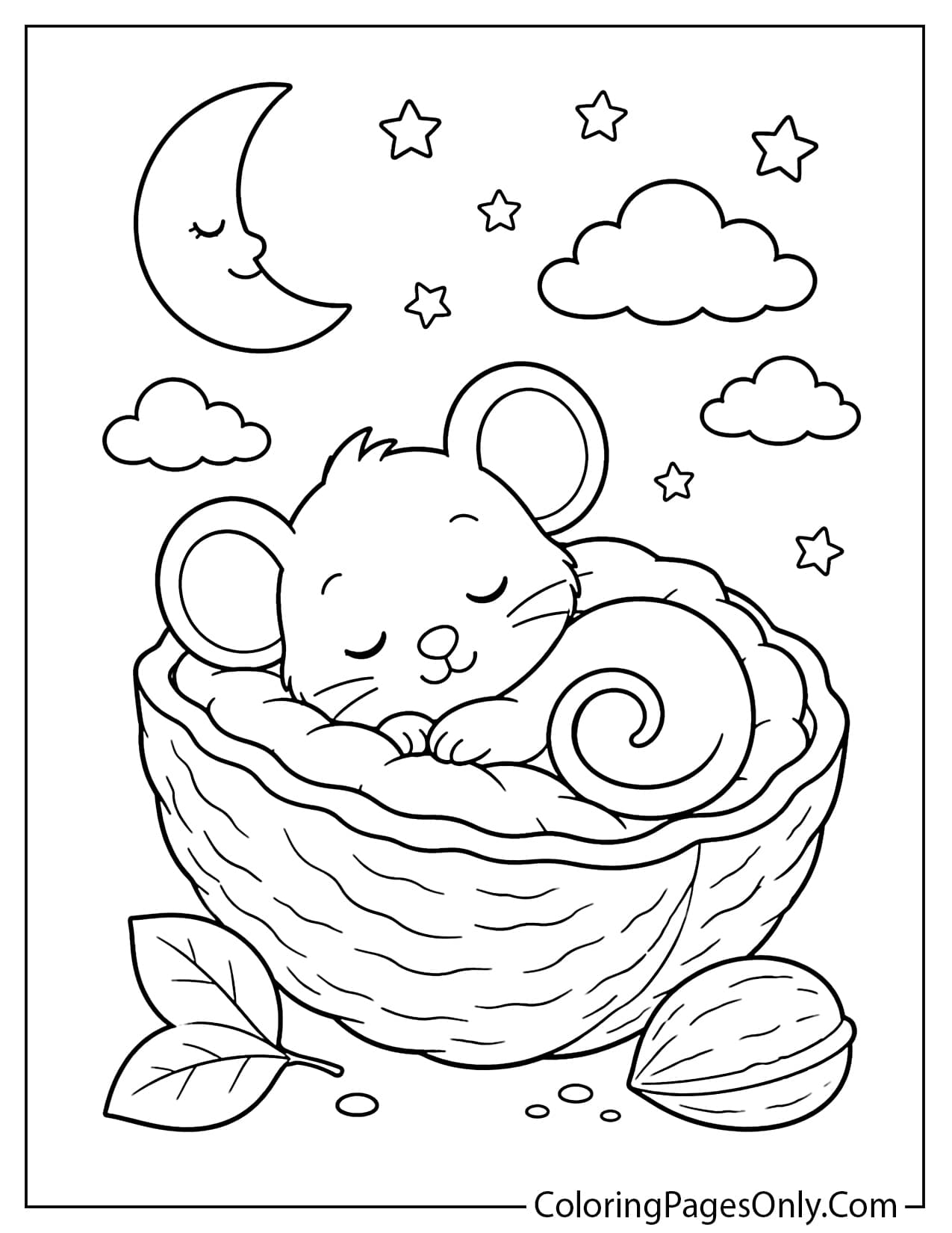 Sleeping baby mouse coloring page cute printable from Mouse