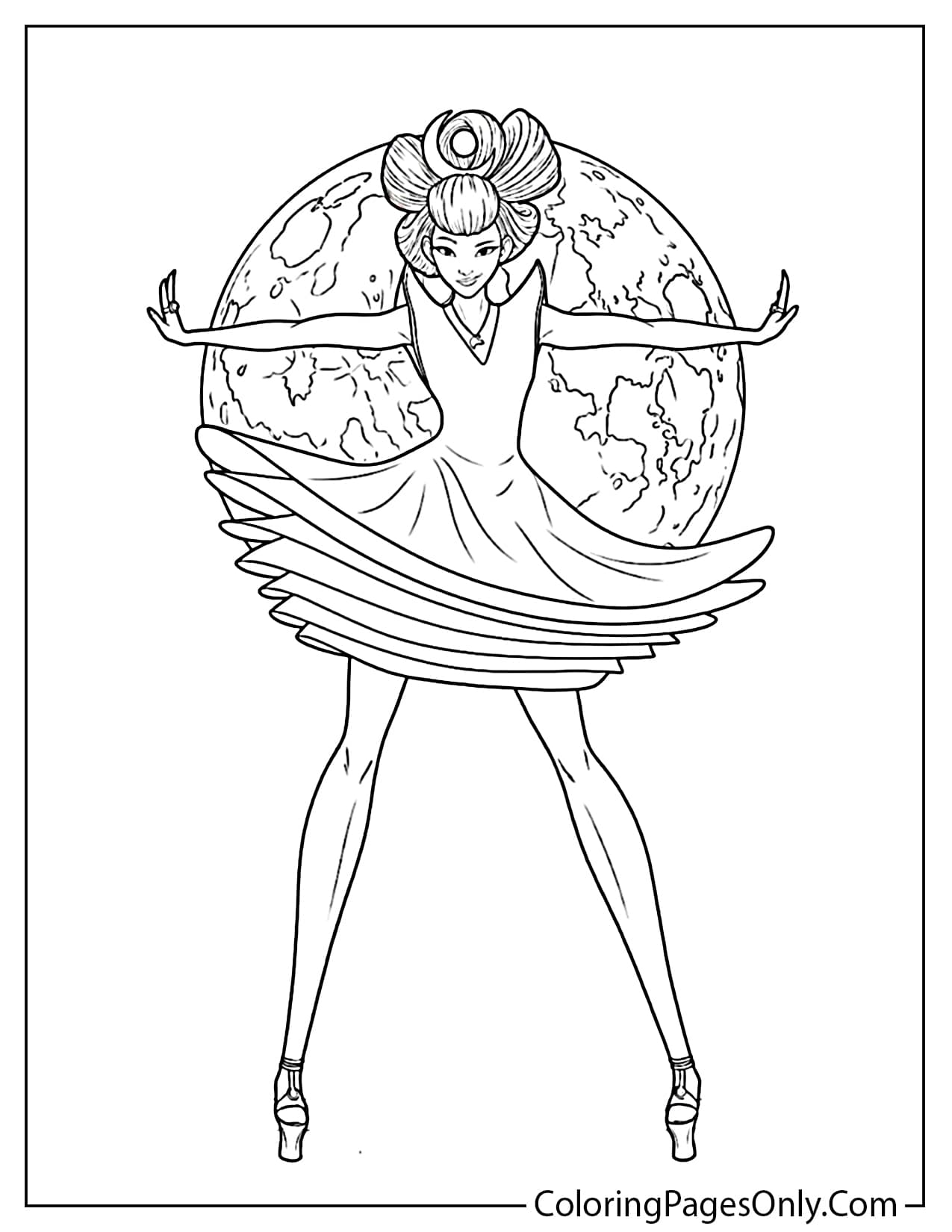 Chang e Performing on Stage in Over the Moon Coloring Pages from Over The Moon
