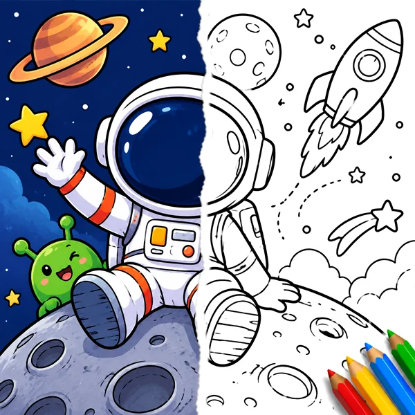 Space coloring pages