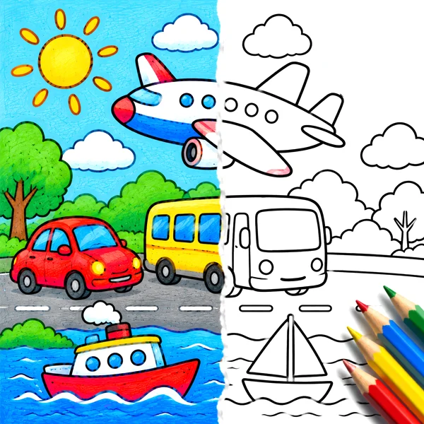 Transport coloring pages